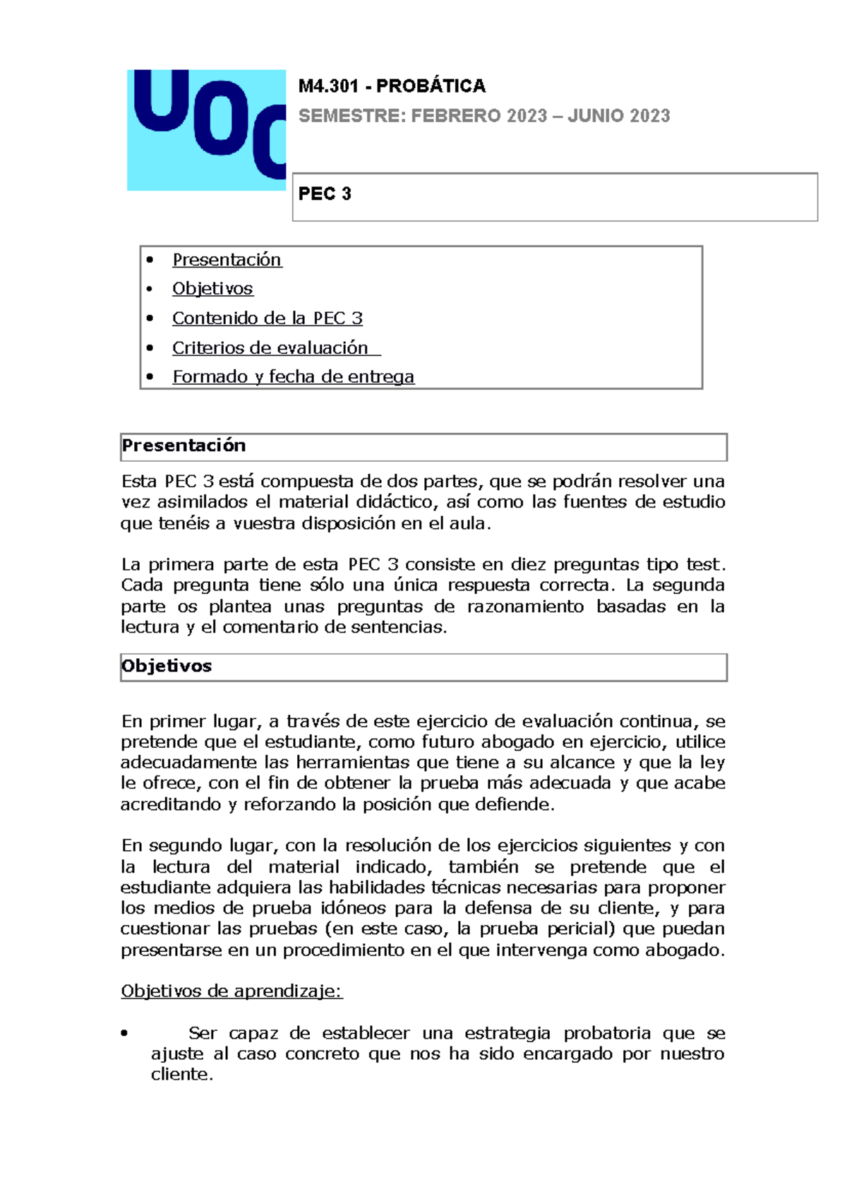 PEC 3 Probatica - PRACTICA 3 - SEMESTRE: FEBRERO 2023 – JUNIO 2023 PEC ...