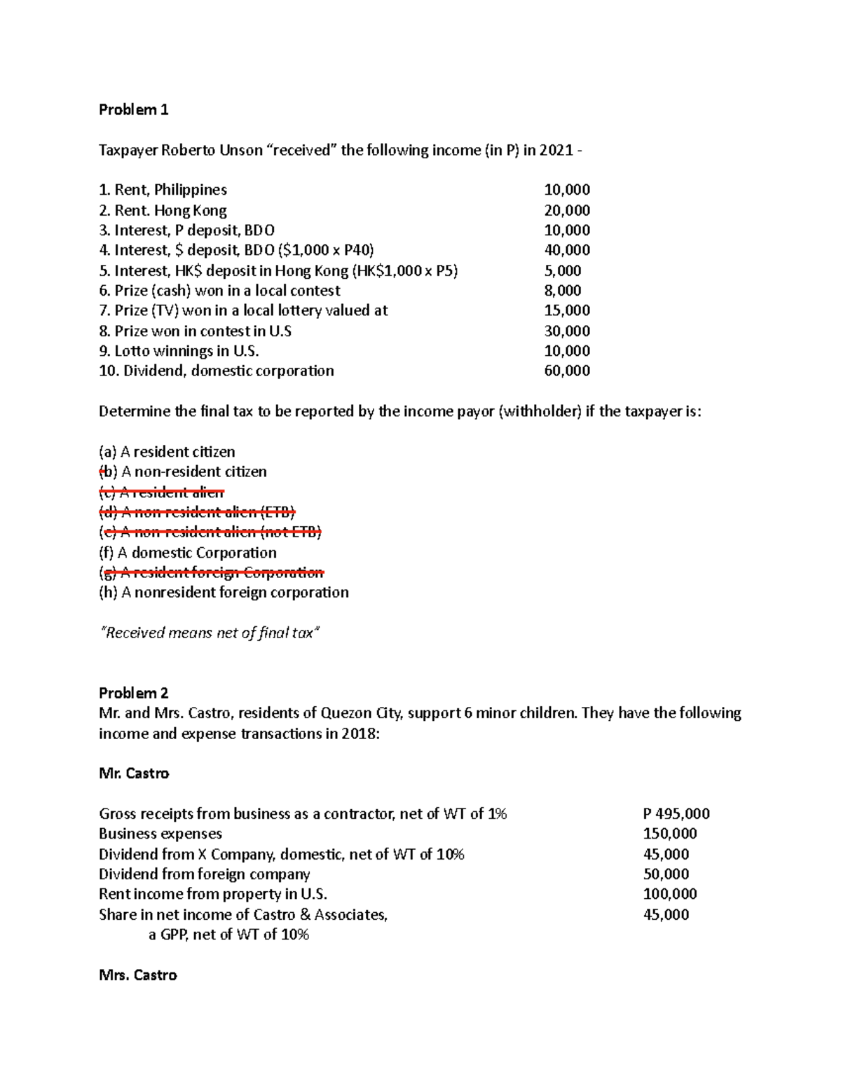 FT-and-CGT-Activity - Free Questionnaires for tax - Problem 1 Taxpayer ...