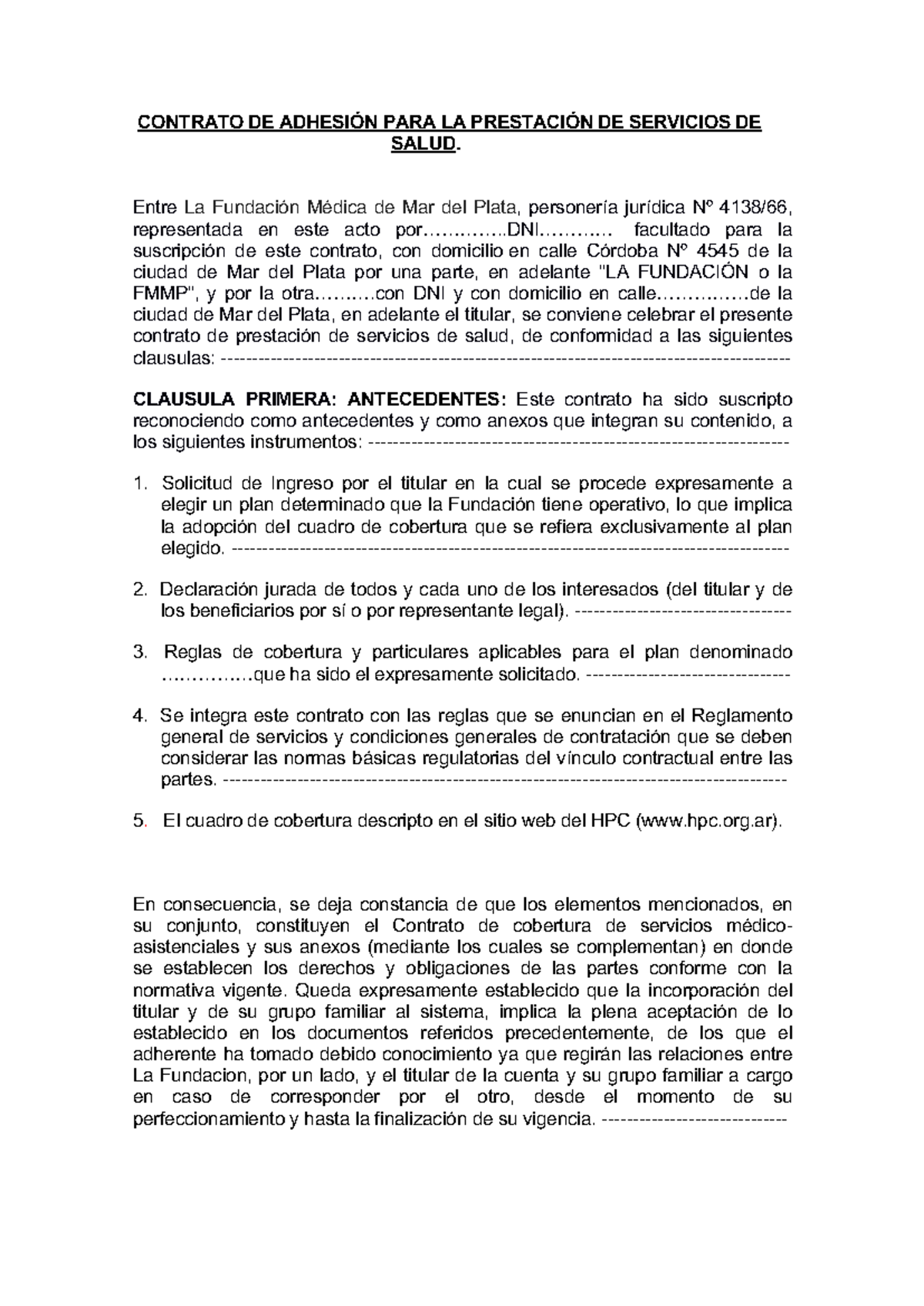 10 Modelos De Contrato De Adhesion