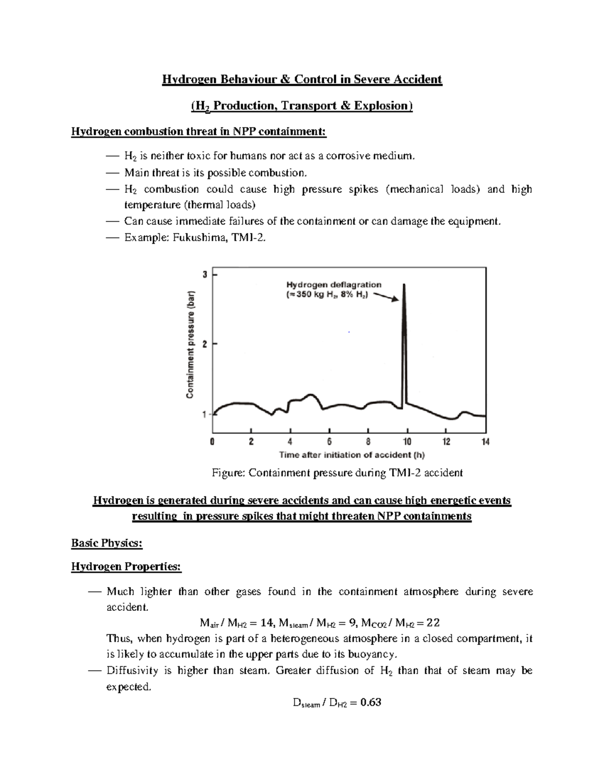 H2 production, transport & explosion - Hydrogen Behaviour & Control in ...