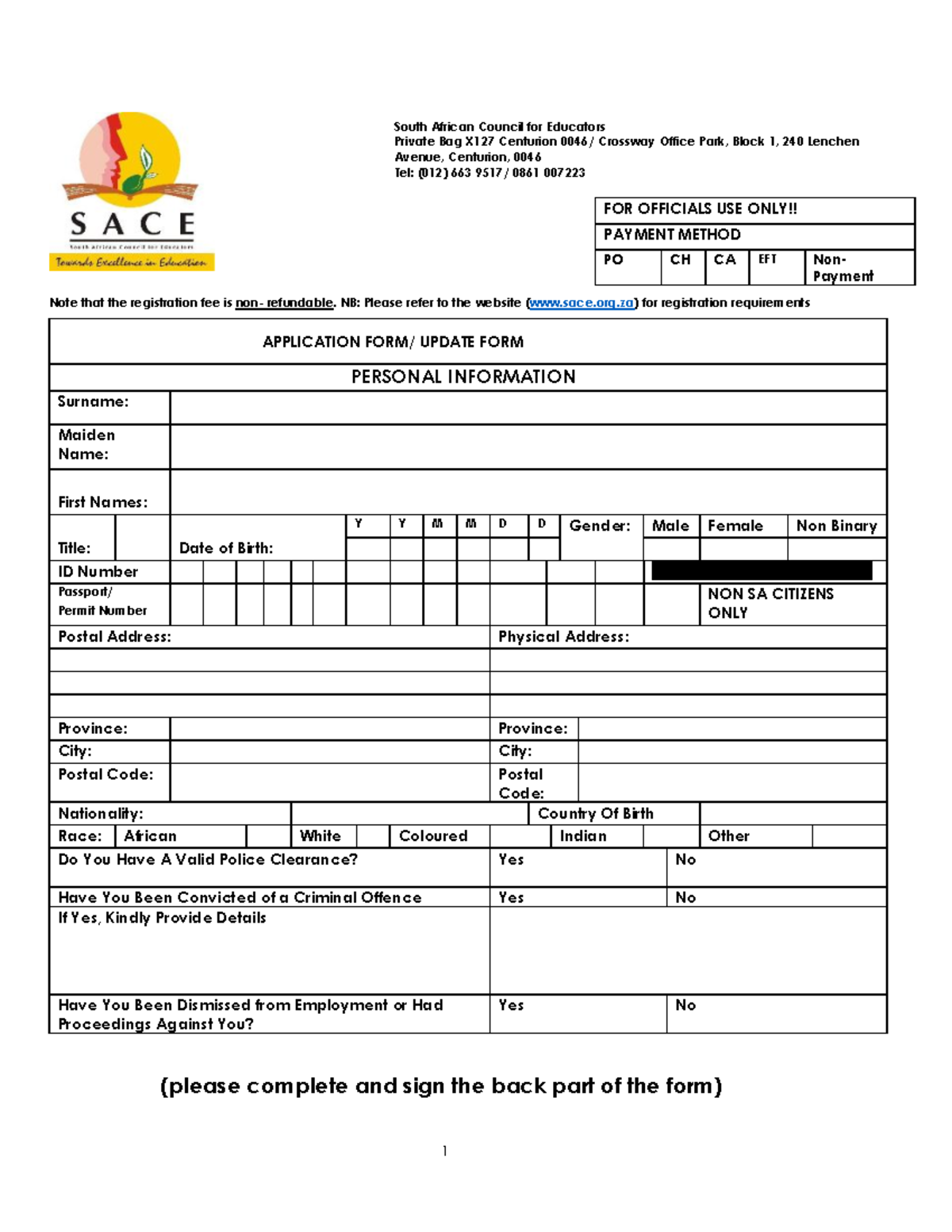 Sace 19177-2023-07-17-Application forms Latest version 2023 - 1 Note ...