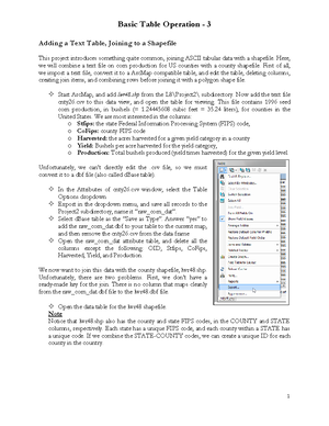 Basic Table Operation 1 - Basic Table Operation Open a new ArcMap ...