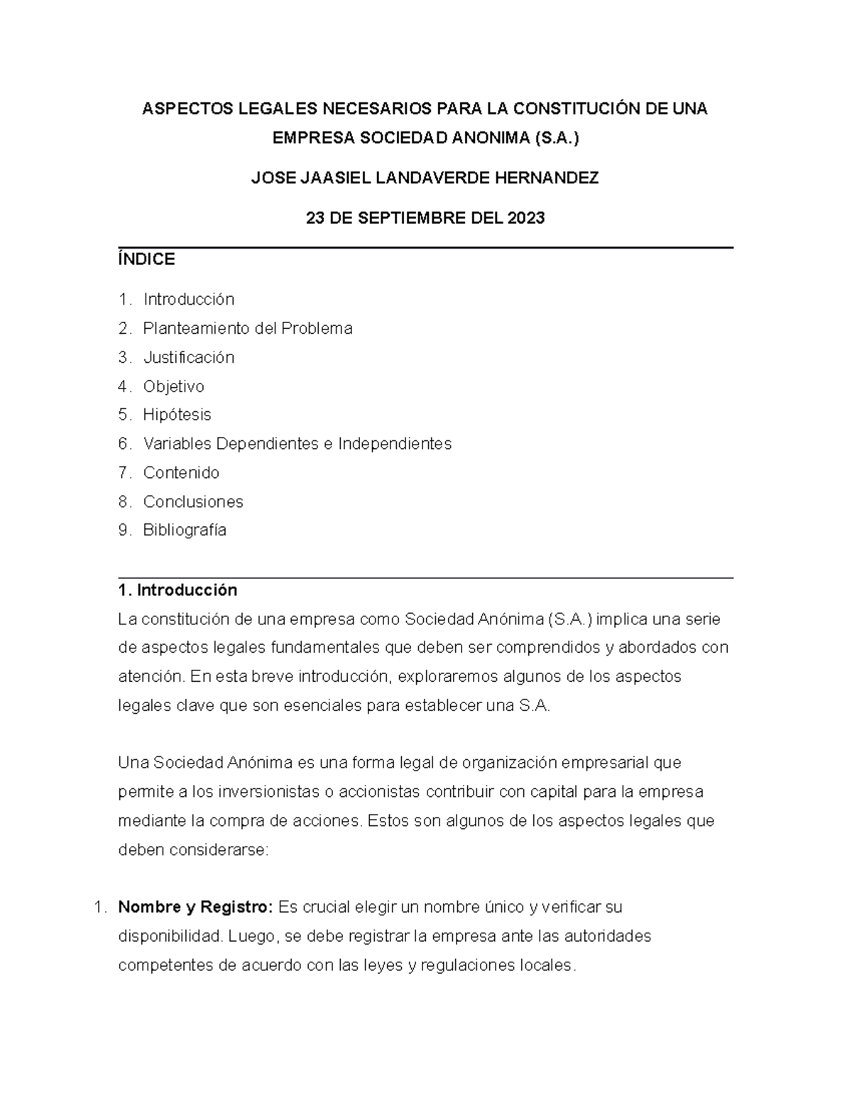 Aspectos Legales Necesarios Para La ConstituciÓn De Una Empresa