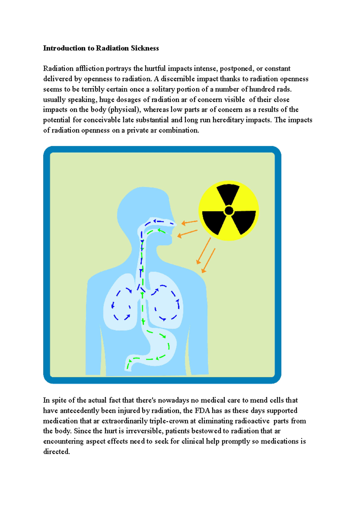 Introduction and causes of Radiation Sickness Introduction to