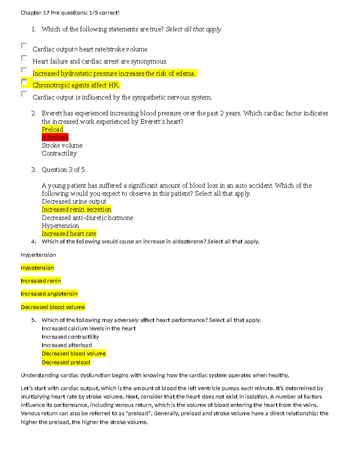 Chapter 17 Study Guide - Chapter 17 Pre Questions: 1/5 Correct! 1 ...