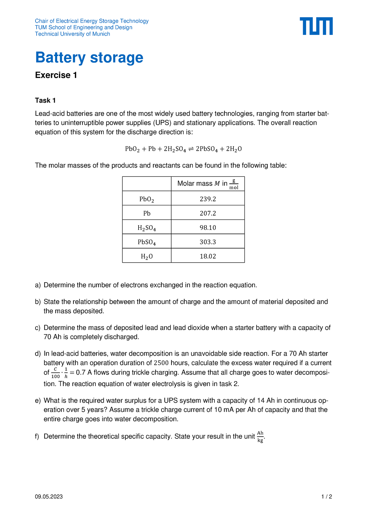 2023 Battery Storage Exercise 1 - Masters Of Science In Power ...