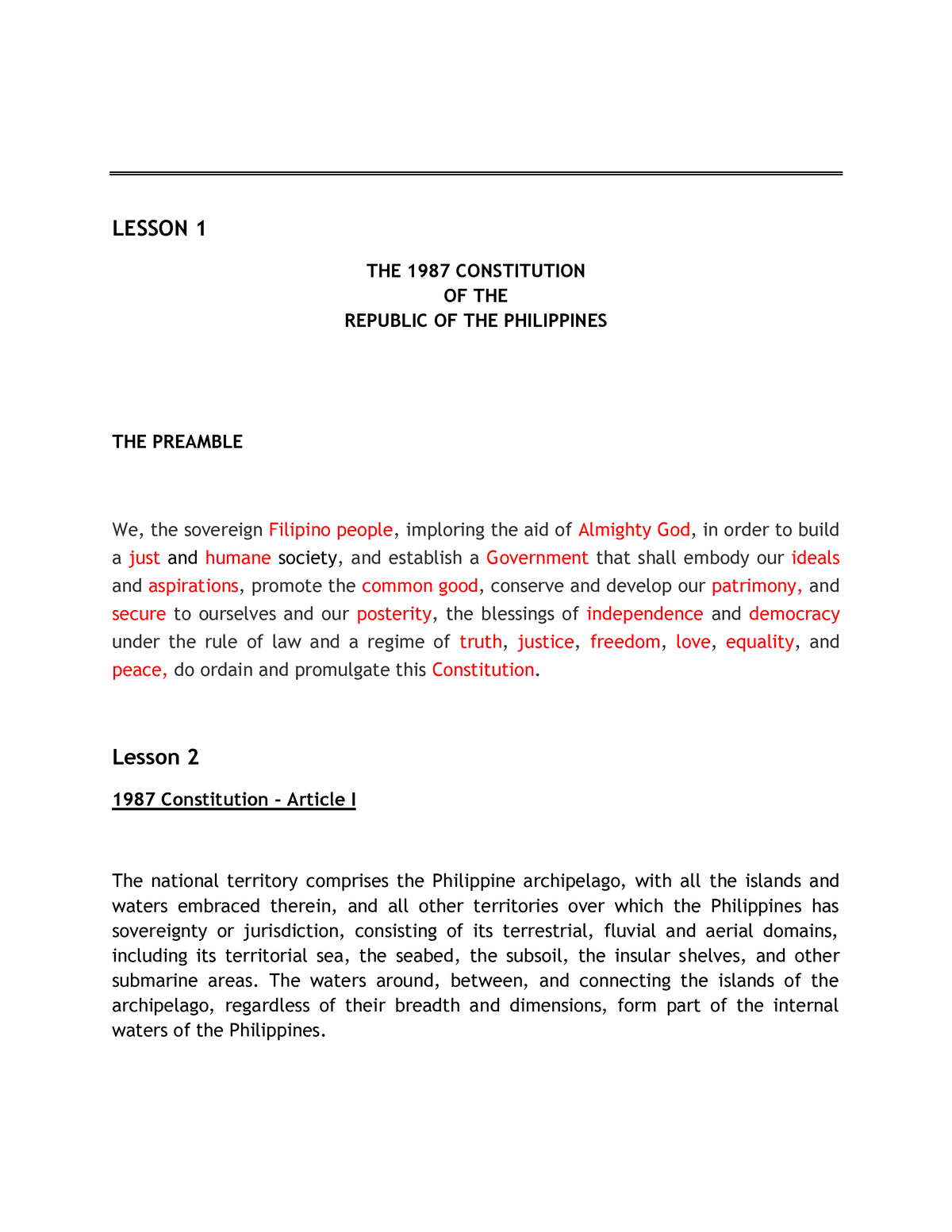 1987 philippine constitution essay brainly