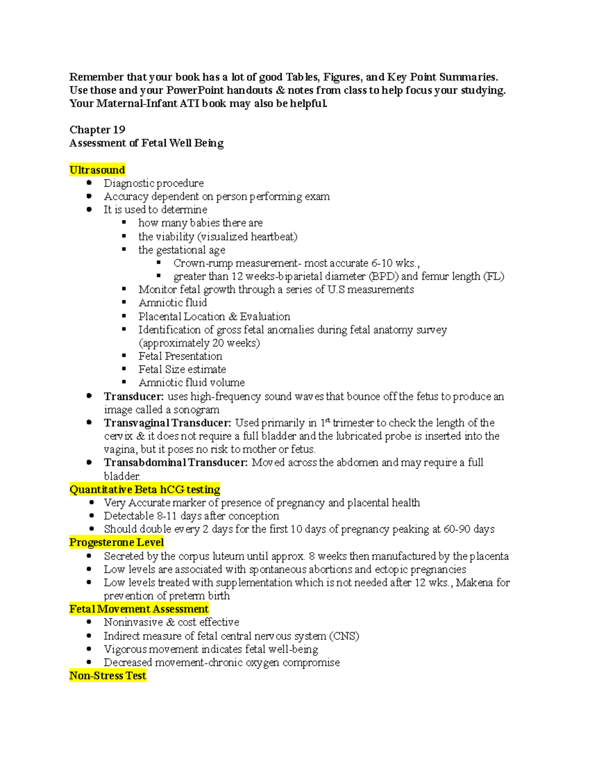 OB test 2 study guide - Remember that your book has a lot of good ...