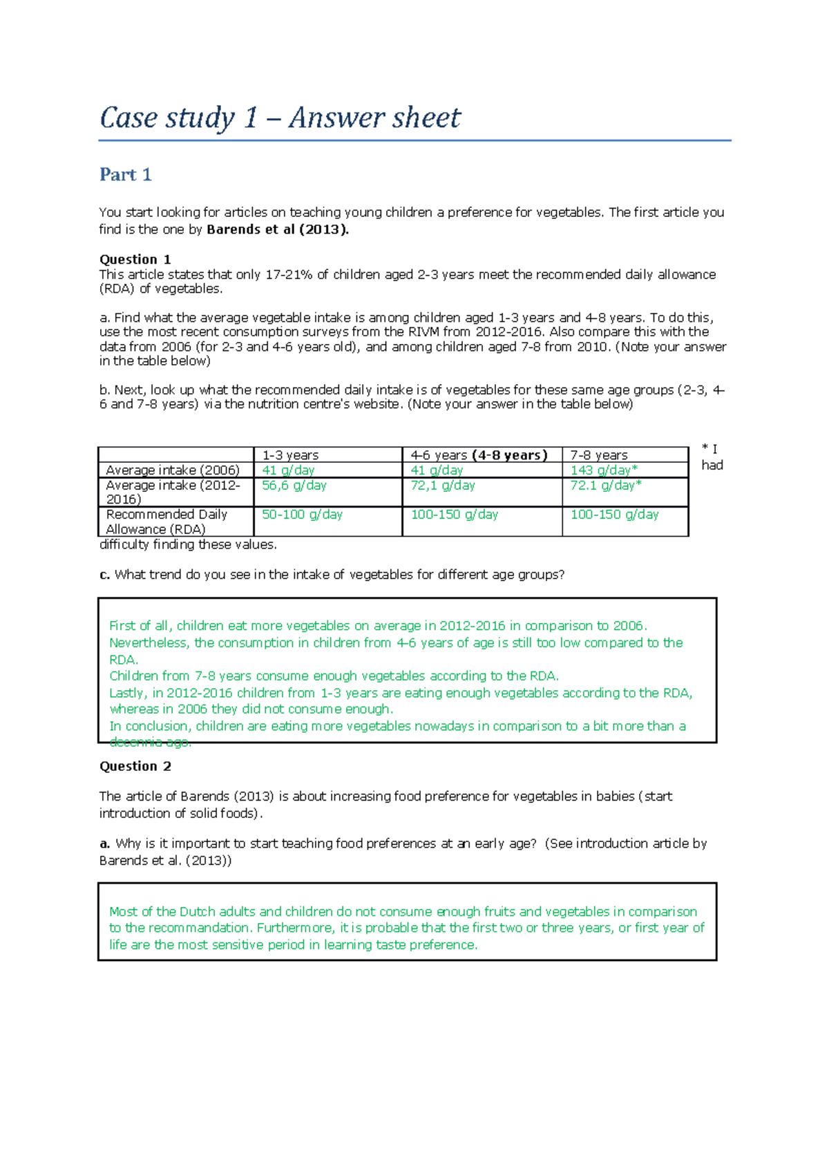 answer sheet for case research part 1