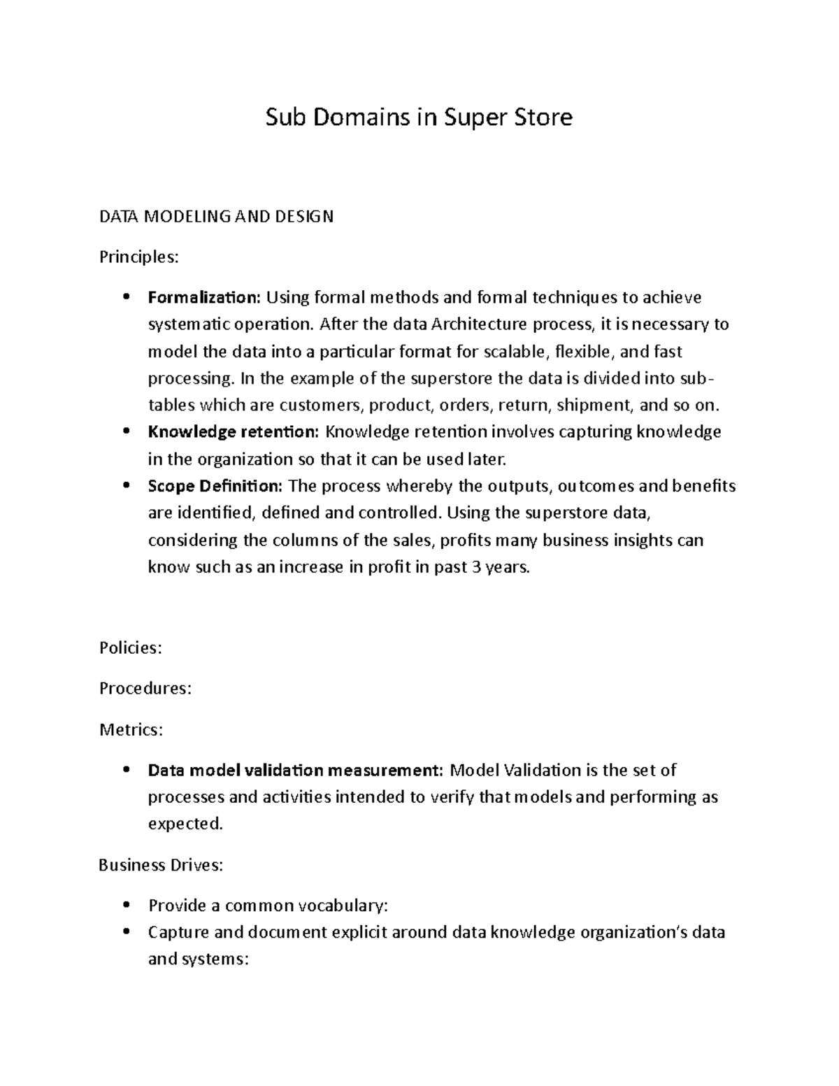 Sub Domain Assignment 2 - Sub Domains in Super Store DATA MODELING AND ...