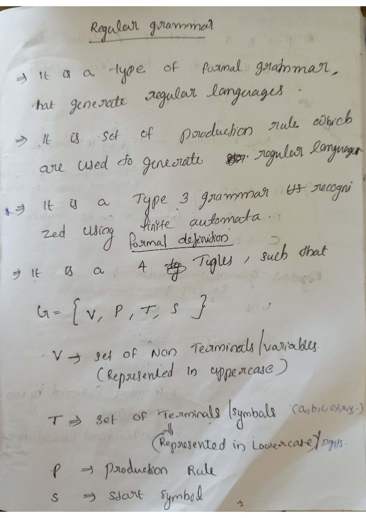 Flat notes computer science - Regular grammar It is a type of formal ...