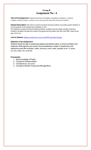 Assignment No 3 - ML - Group B Assignment No : 3 Title of the ...