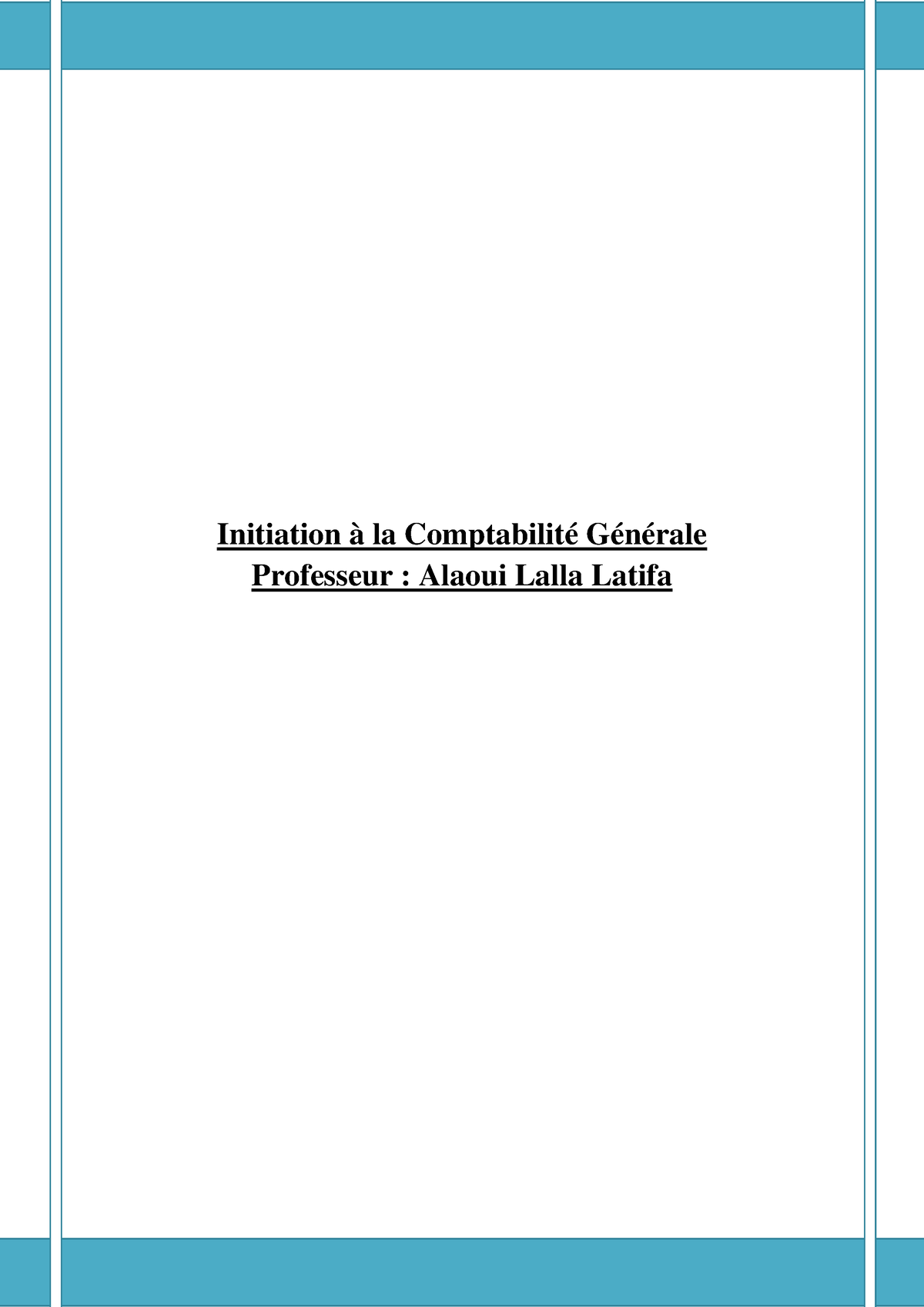 Cours De Comptabilité 1 - Initiation à La Comptabilité Générale ...