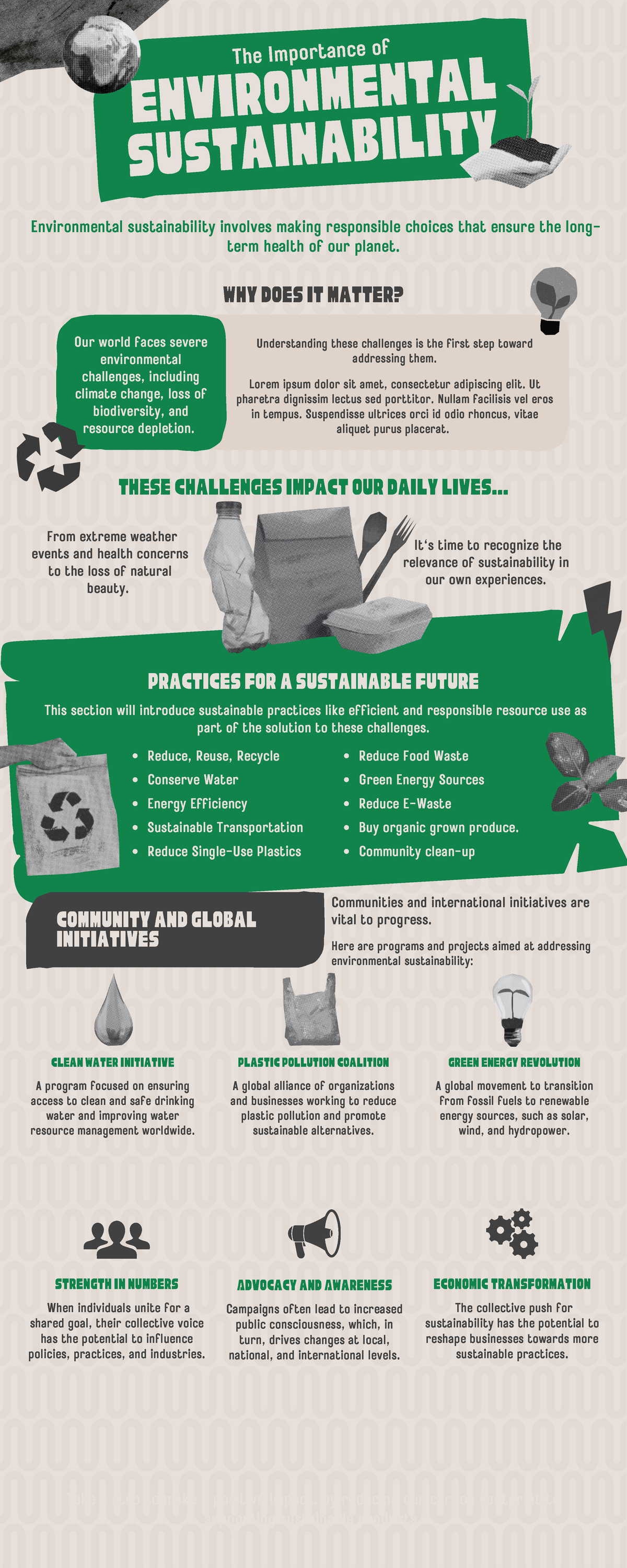 Green Modern Textured Environmental Sustainability Infographics ...