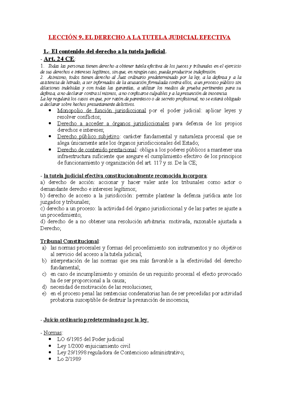 El derecho a la tutela judicial efectiva - LECCIÓN 9. EL DERECHO A LA ...