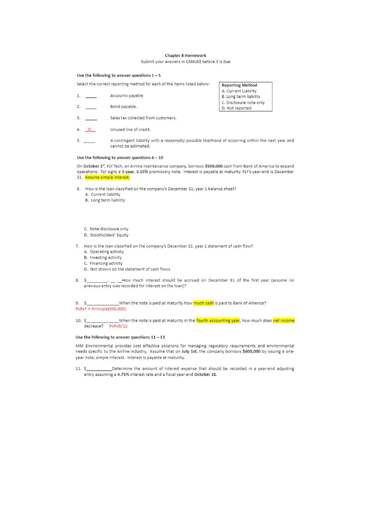 accounting chapter 8 homework