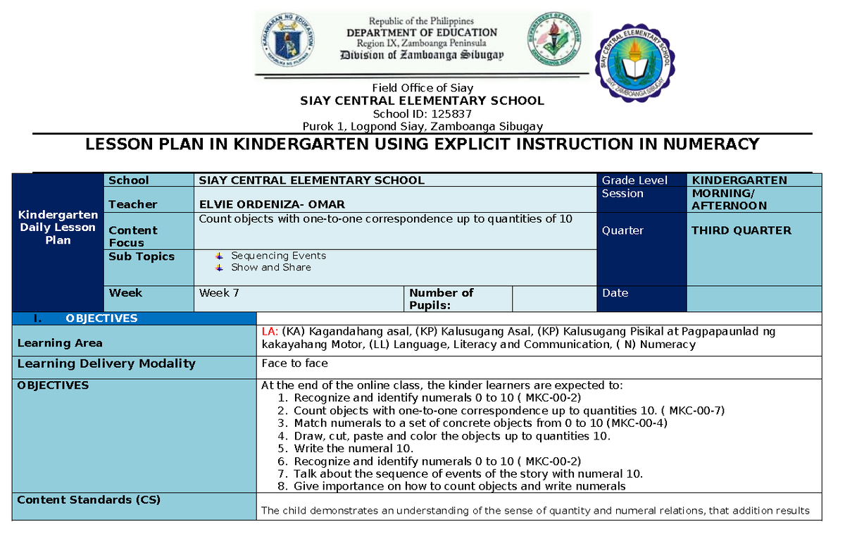 Third Grading Co Numeracy Field Office Of Siay Siay Central Elementary School School Id 3829