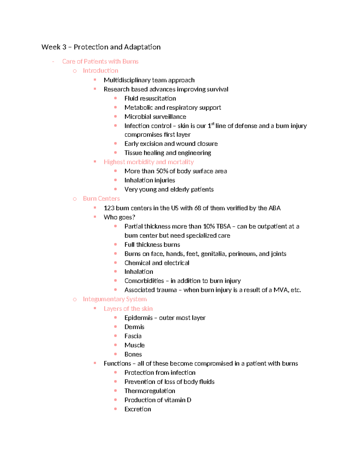 Week 3 exam 4 noble - exam 4 - Week 3 – Protection and Adaptation Care ...