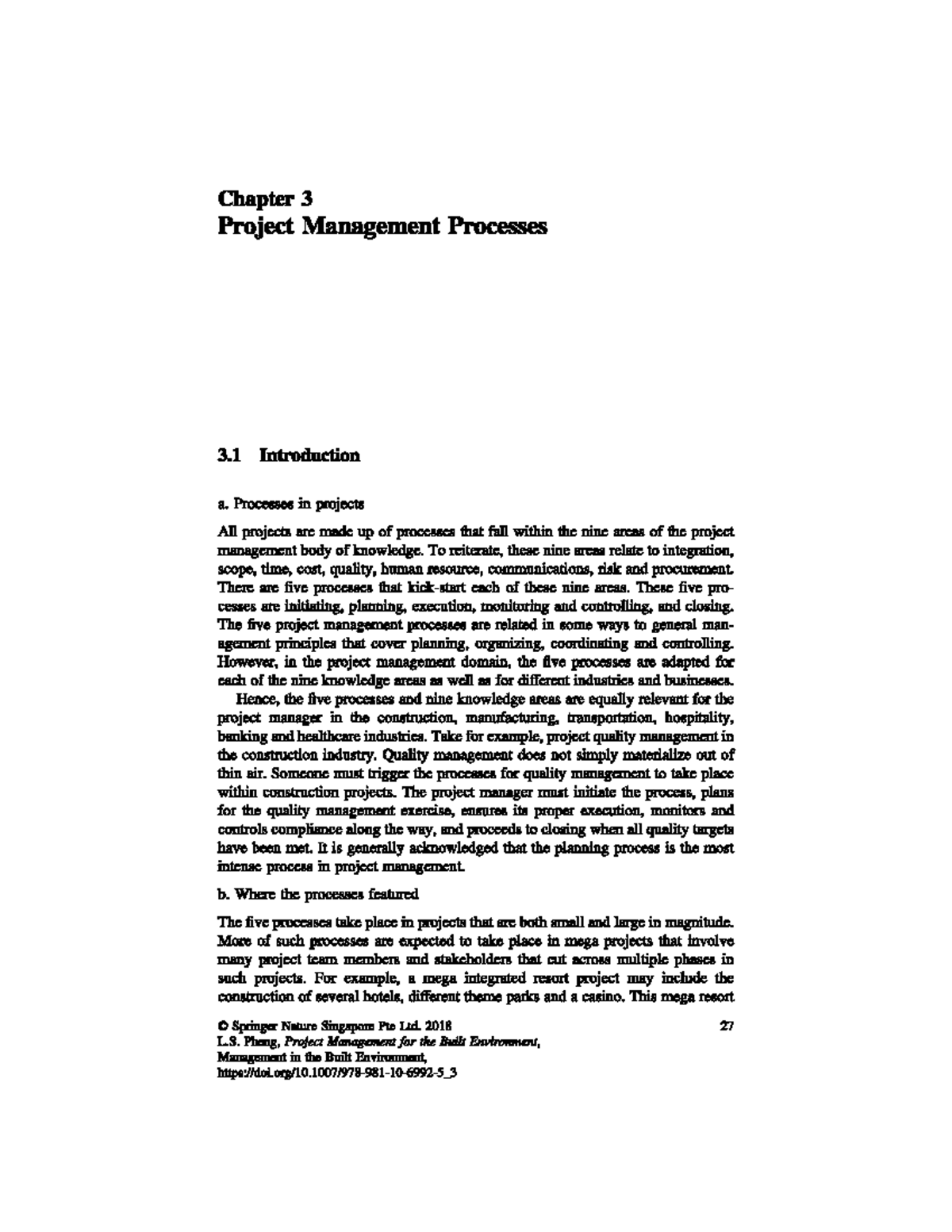 Chapter 3 Project Management Processes - PM5101 - NUS - Studocu