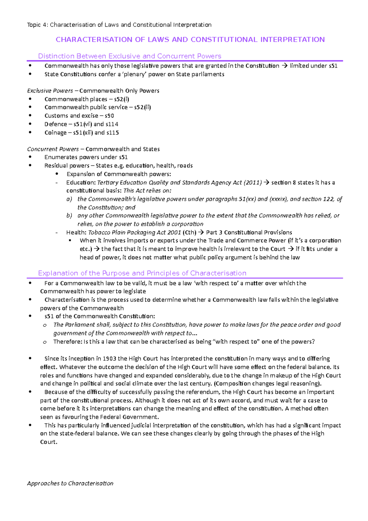 CTH LAWS: CHARACTERISATION - Topic 4: Characterisation of Laws and ...