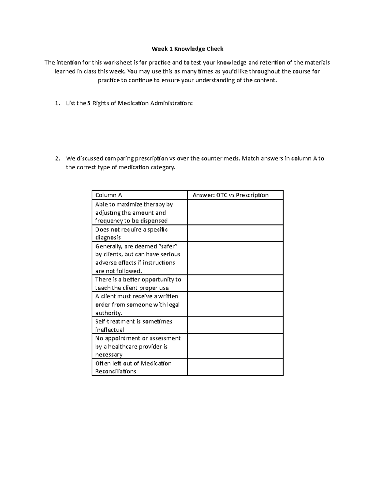 Week 1 Knowledge Check - practice questions - Week 1 Knowledge Check ...