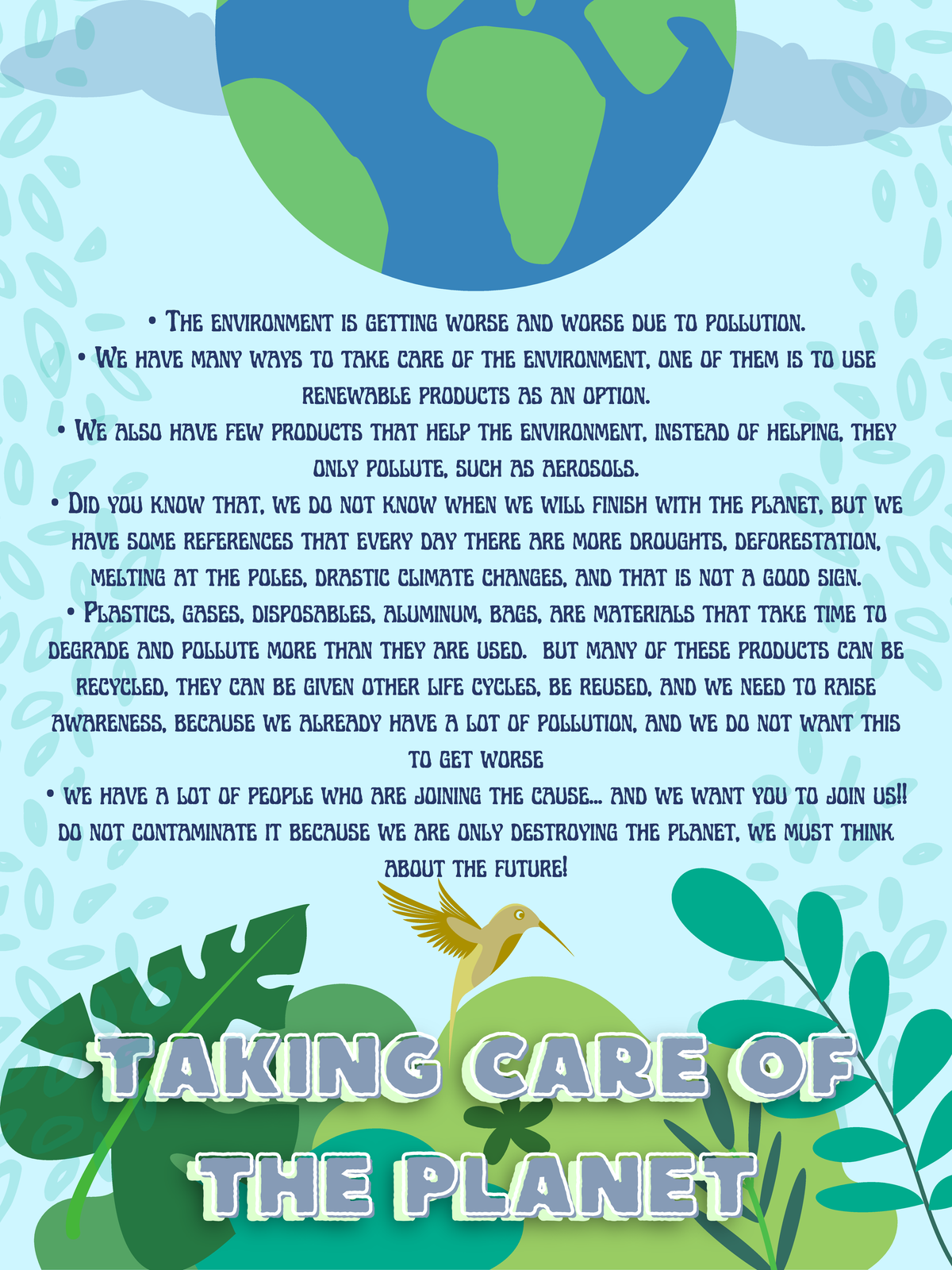 Act3 Taking care of the planet - TAKING CARE OFTAKING CARE OF THE ...