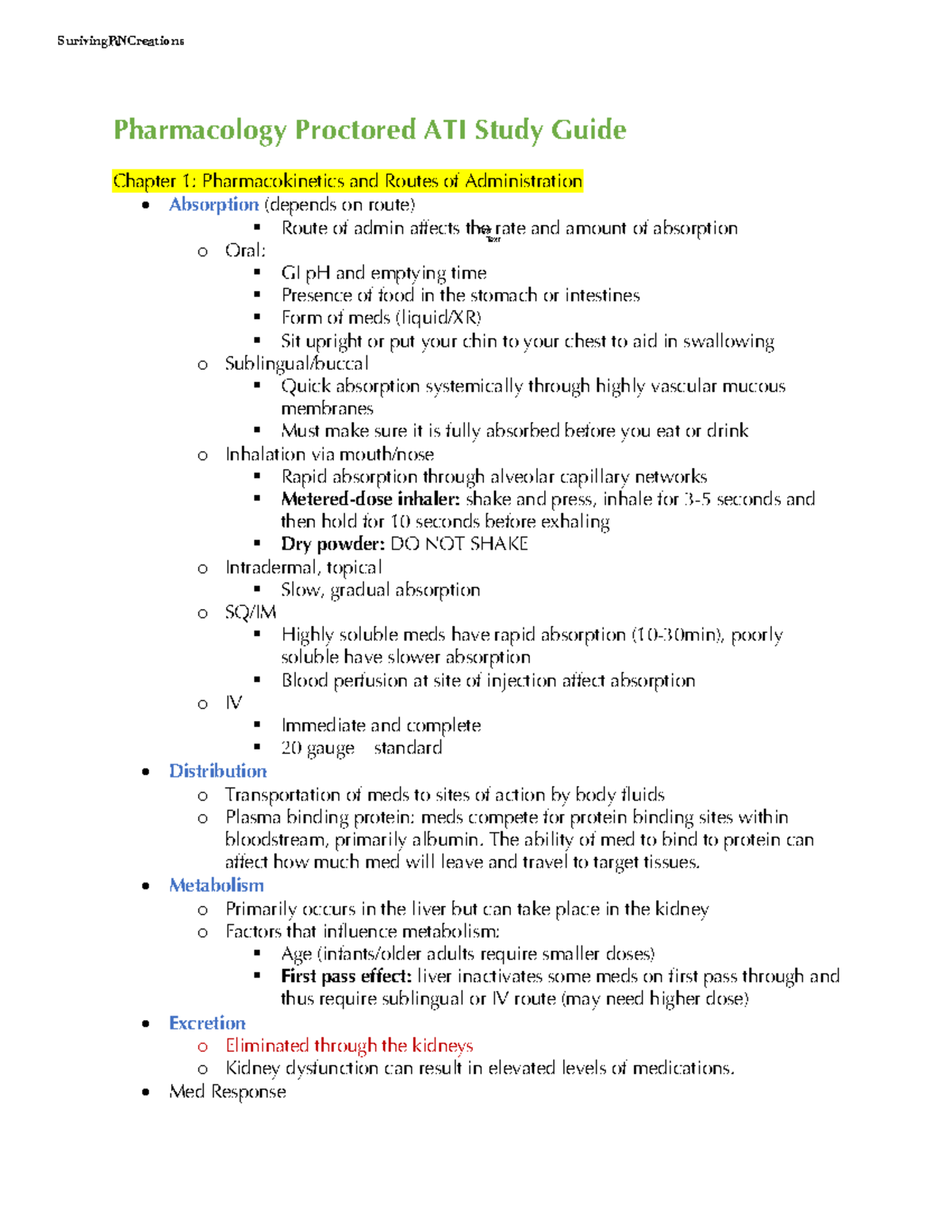 ATIPharmacology Study Guide - Pharmacology Proctored ATI Study Guide ...