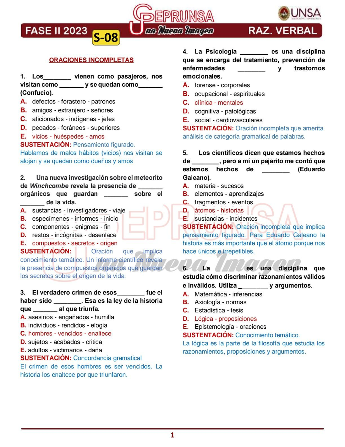 S- 08 RAZ. Verbal Ceprunsa 2DA FASE-1 - Razonamiento Logico Matematico ...