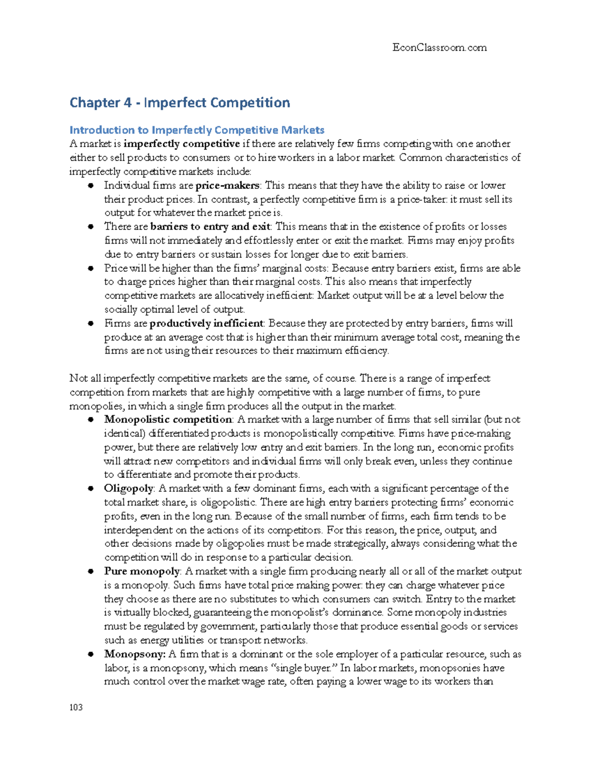 Ap-microeconomics-unit4notes(welker) - Chapter 4 - Imperfect 