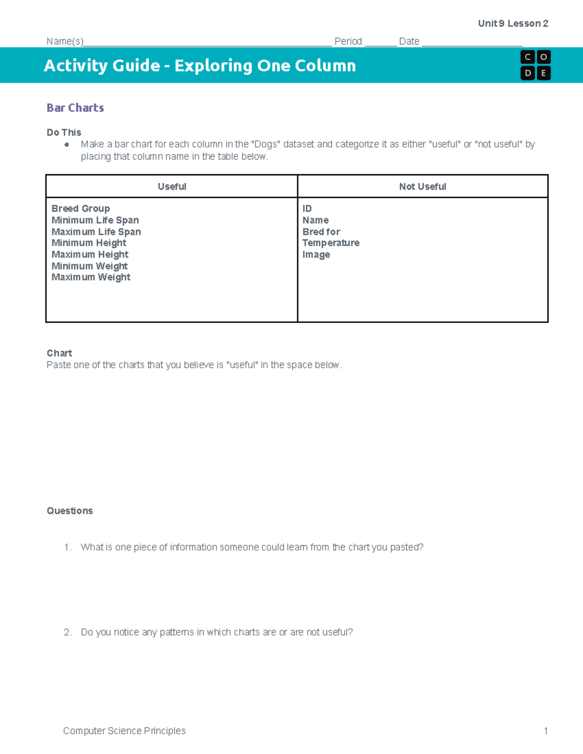 Unit 9 Lesson 2 - Unit 9 Lesson 2 Name(s ...