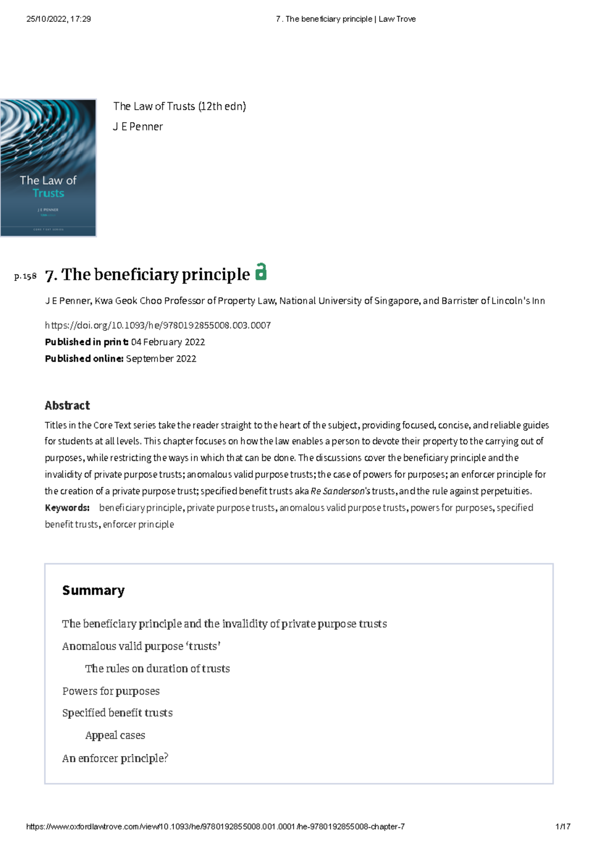 7. The beneficiary principle Law Trove - ####### The Law of Trusts ...