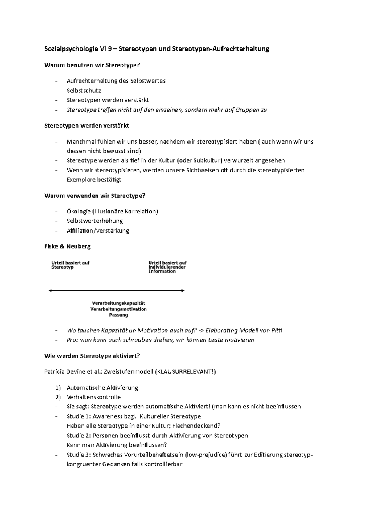 Sozialpsychologie Vorlesung 9 - Sozialpsychologie Vl 9 – Stereotypen ...