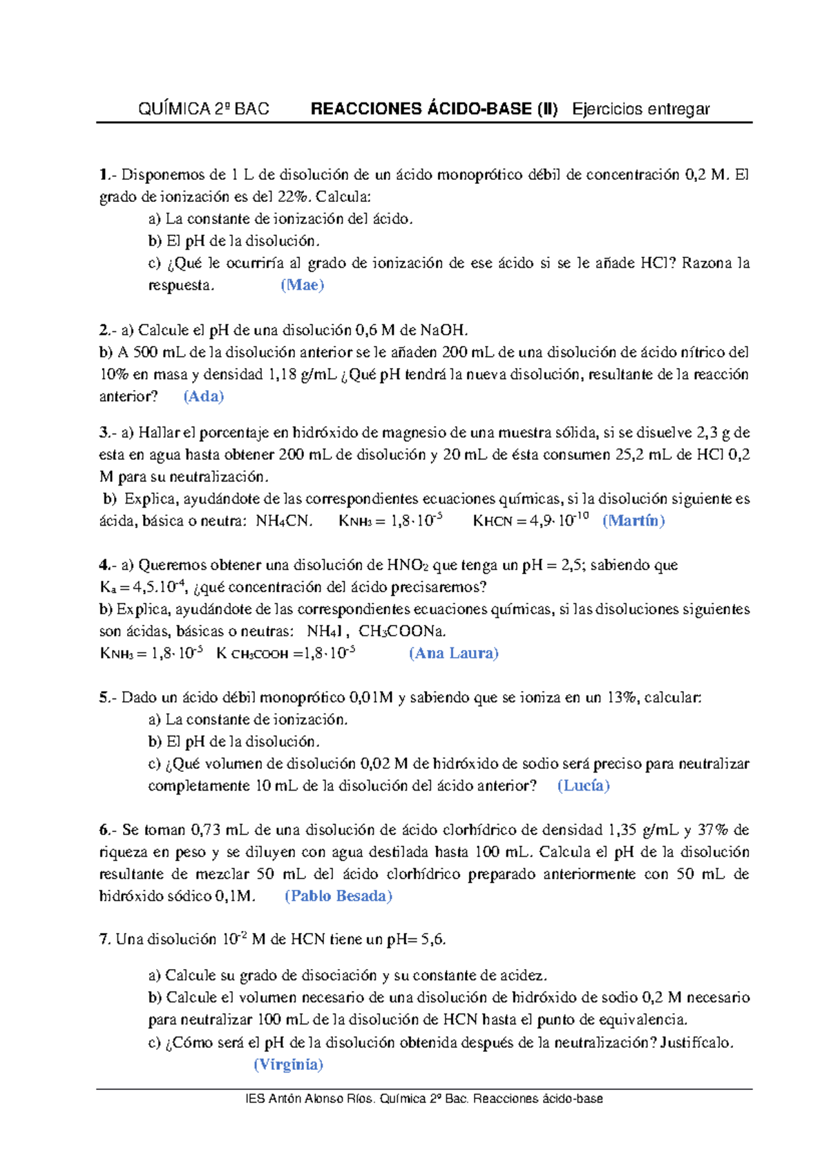 Ejercicios-Reacciones Ã¡cido-base (II) - IES Antón Alonso Ríos. Química ...