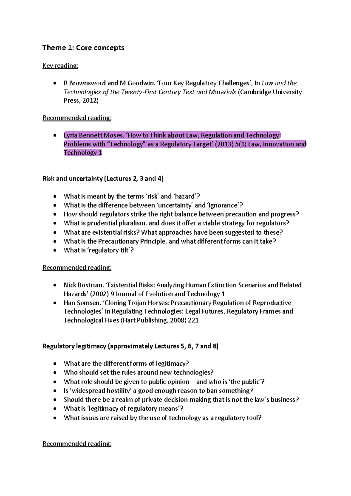 Theme One - Structure And Further Reading - Theme 1: Core Concepts Key ...