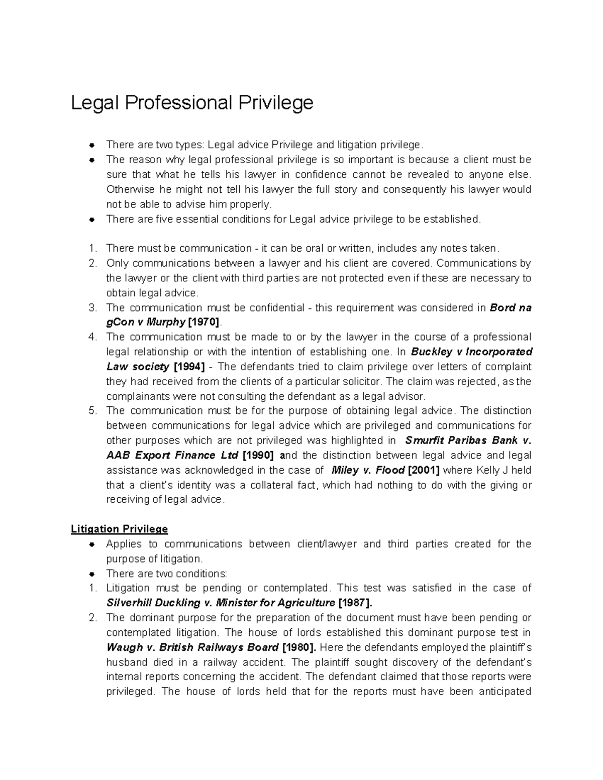 Privilege2 Summary The Law Of Evidence Legal Professional