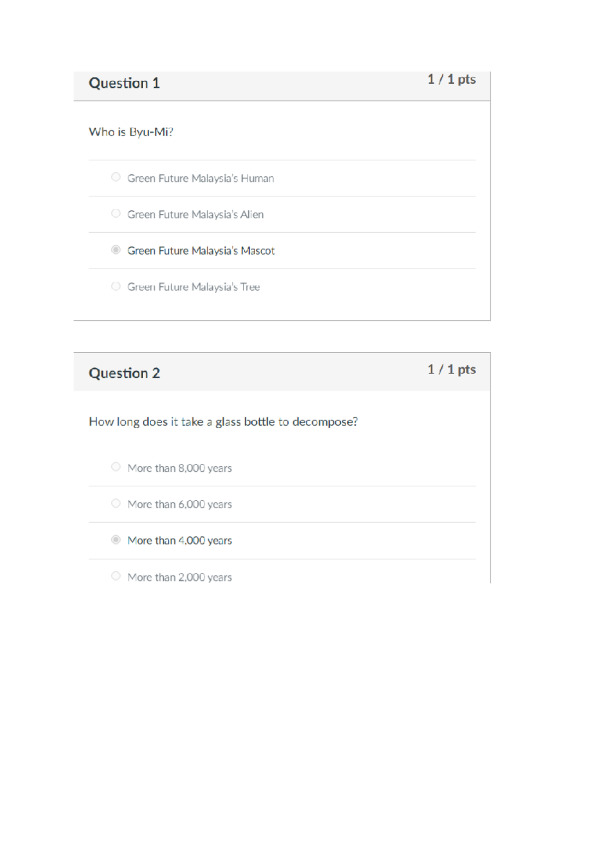 MPU revision for final Question 1 pts Who is Green Future Human