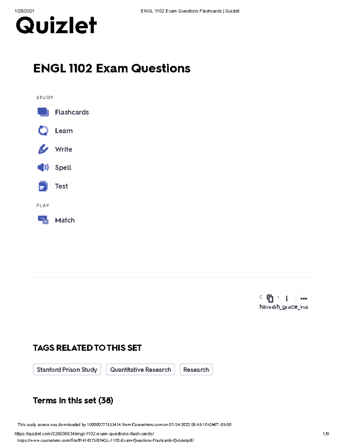 ENGL 1102 Exam Questions Flashcards Quizlet - - Studocu