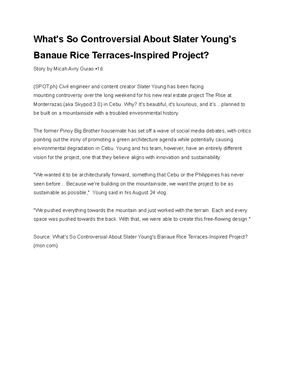 Whats So Controversial About Slater Young's Banaue Rice Terraces ...