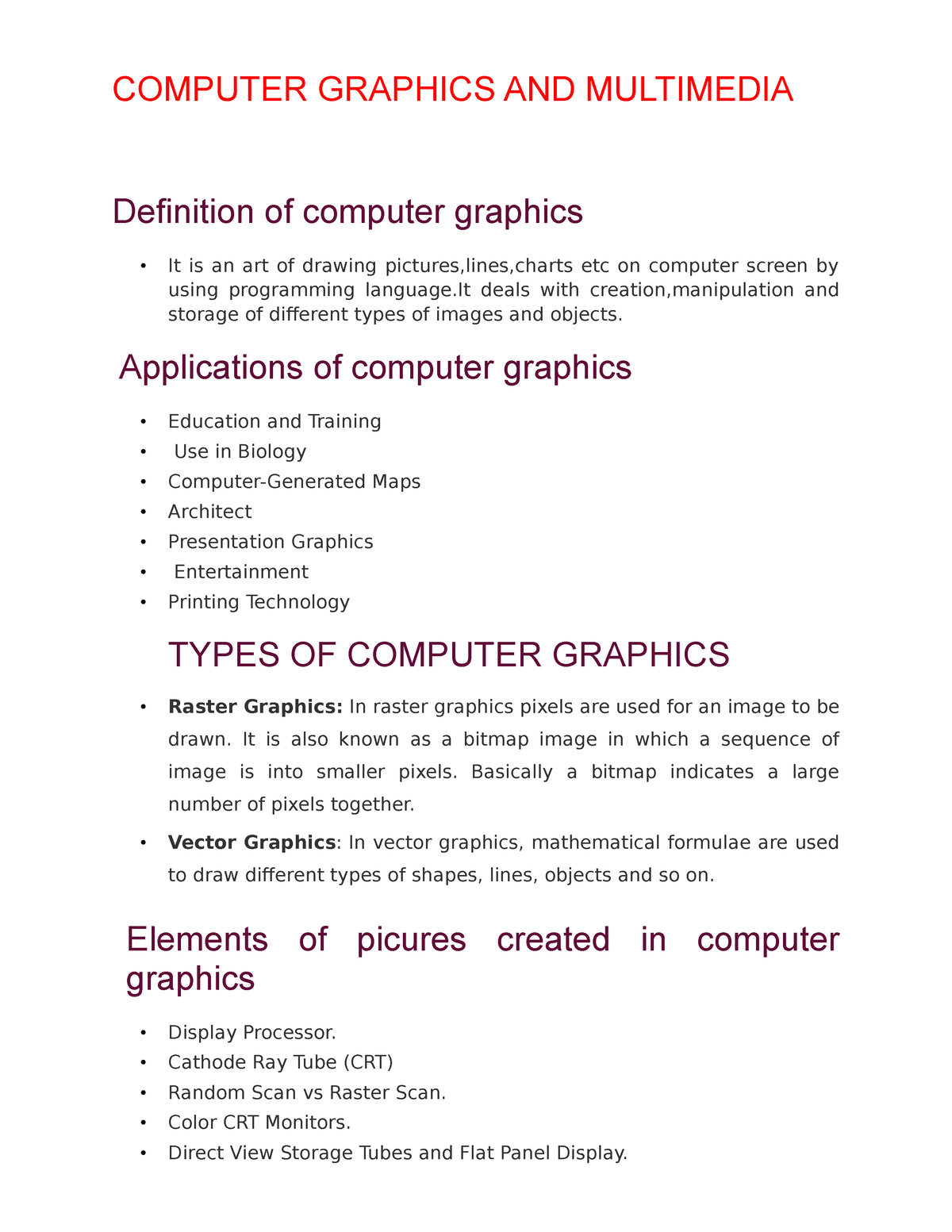 CGM Poda Dai COMPUTER GRAPHICS AND MULTIMEDIA Definition Of 