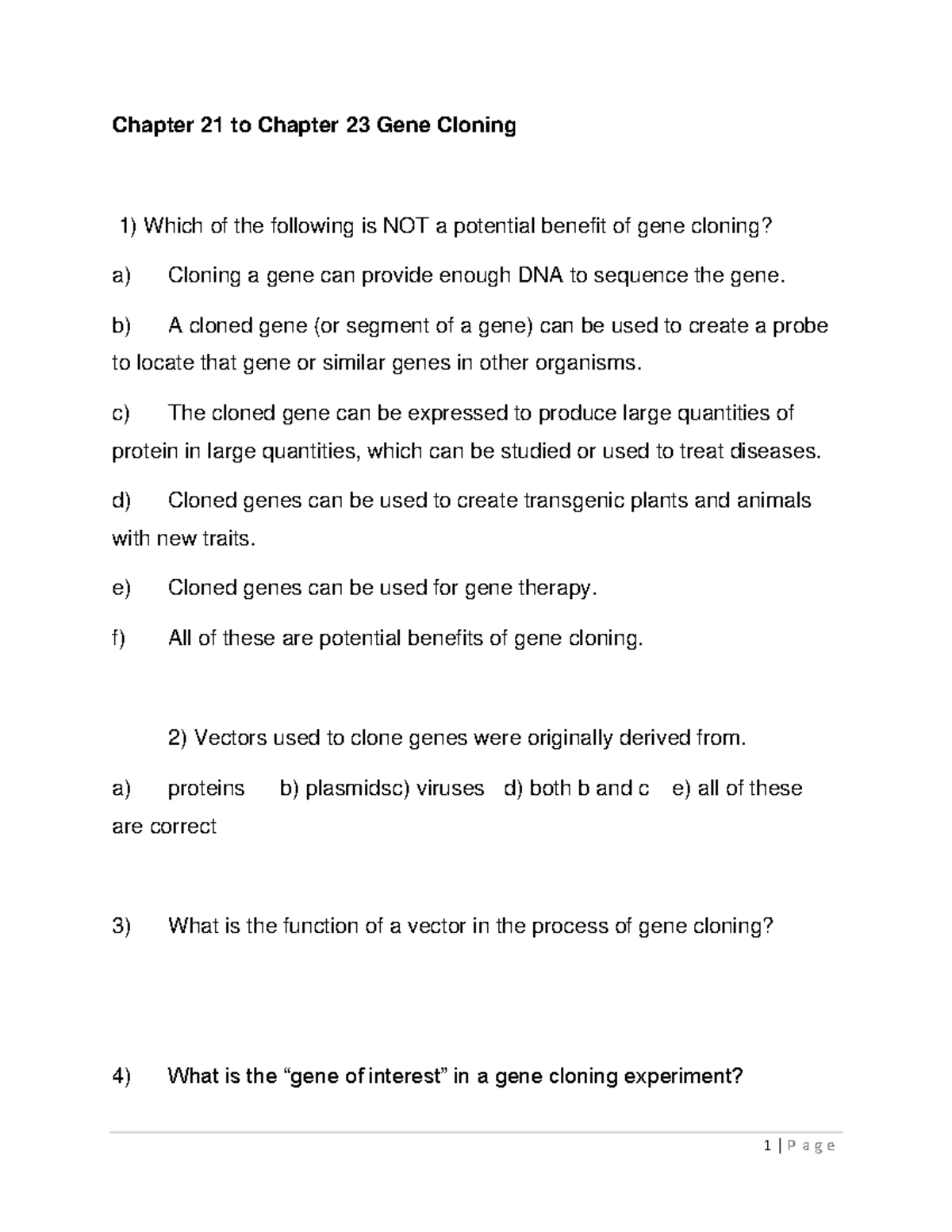 Chapter 21 to Chapter 23 Gene Cloning - Chapter 21 to Chapter 23 Gene ...