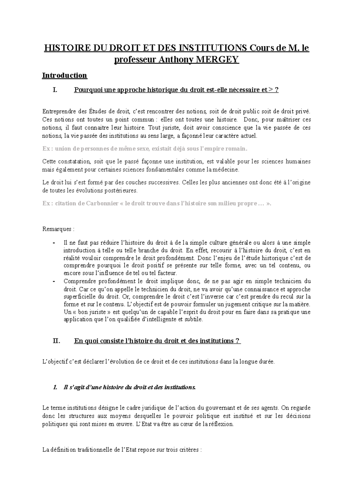 NUL Histoire des institutions S2 L1 - HISTOIRE DU DROIT ET DES ...