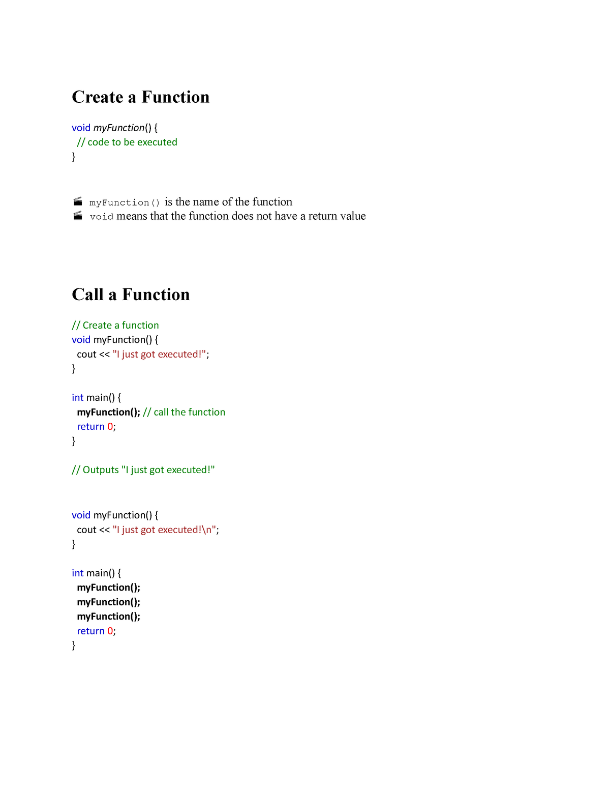 Create a Function - data3 - Create a Function void myFunction ...