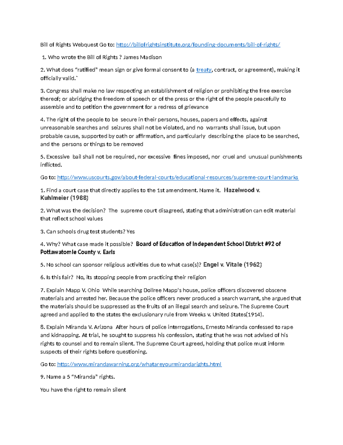 Bill of rights webquest Who wrote the Bill of Rights? James Madison 2