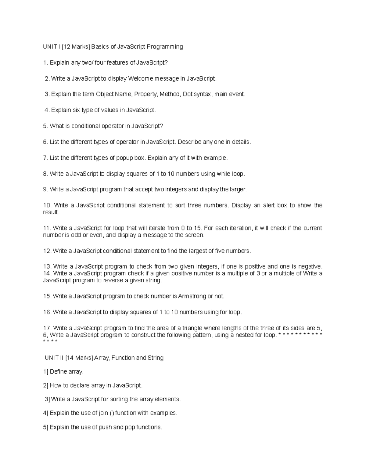 CSS Q - rgfe - UNIT I [12 Marks] Basics of JavaScript Programming ...