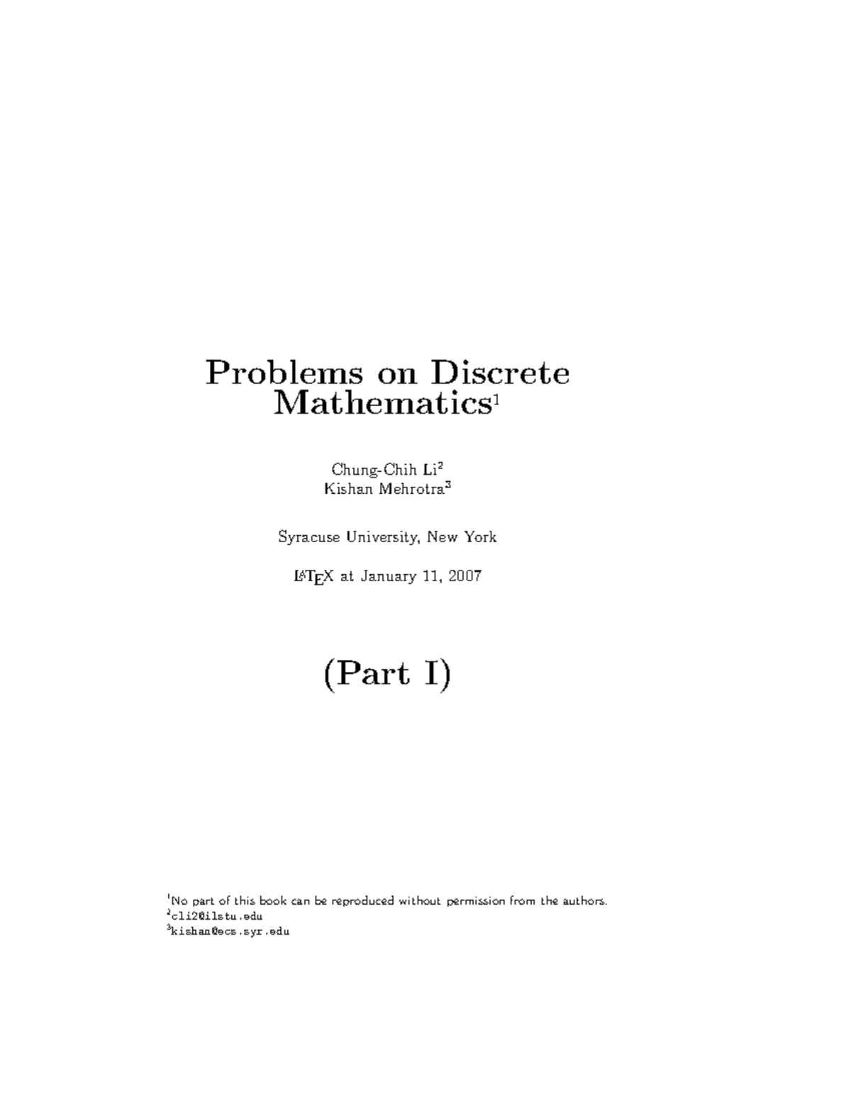Problems on Discrete Mathematics 1 - Problems on Discrete Mathematics 1 ...