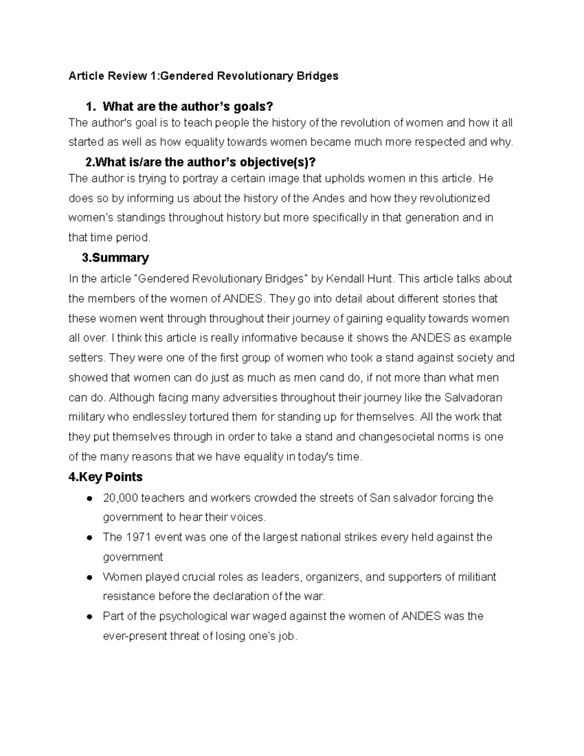 Article Review 1 on Gendered Revolutionary Bridges2 What are the