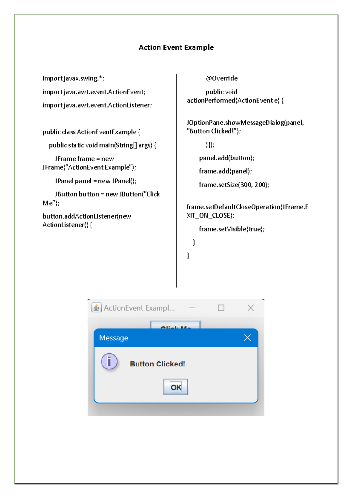 Action Event Example - Action Event Example import javax.*; import java ...
