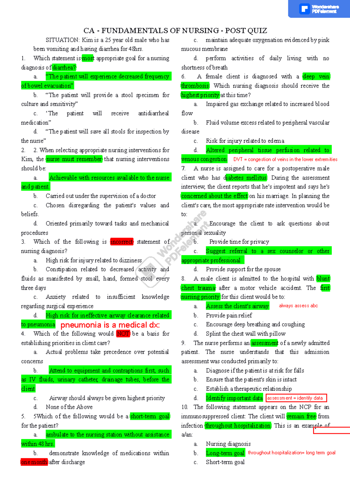 CA POST TEST Fundaa Compre reviewers SITUATION Kim is a 25 year