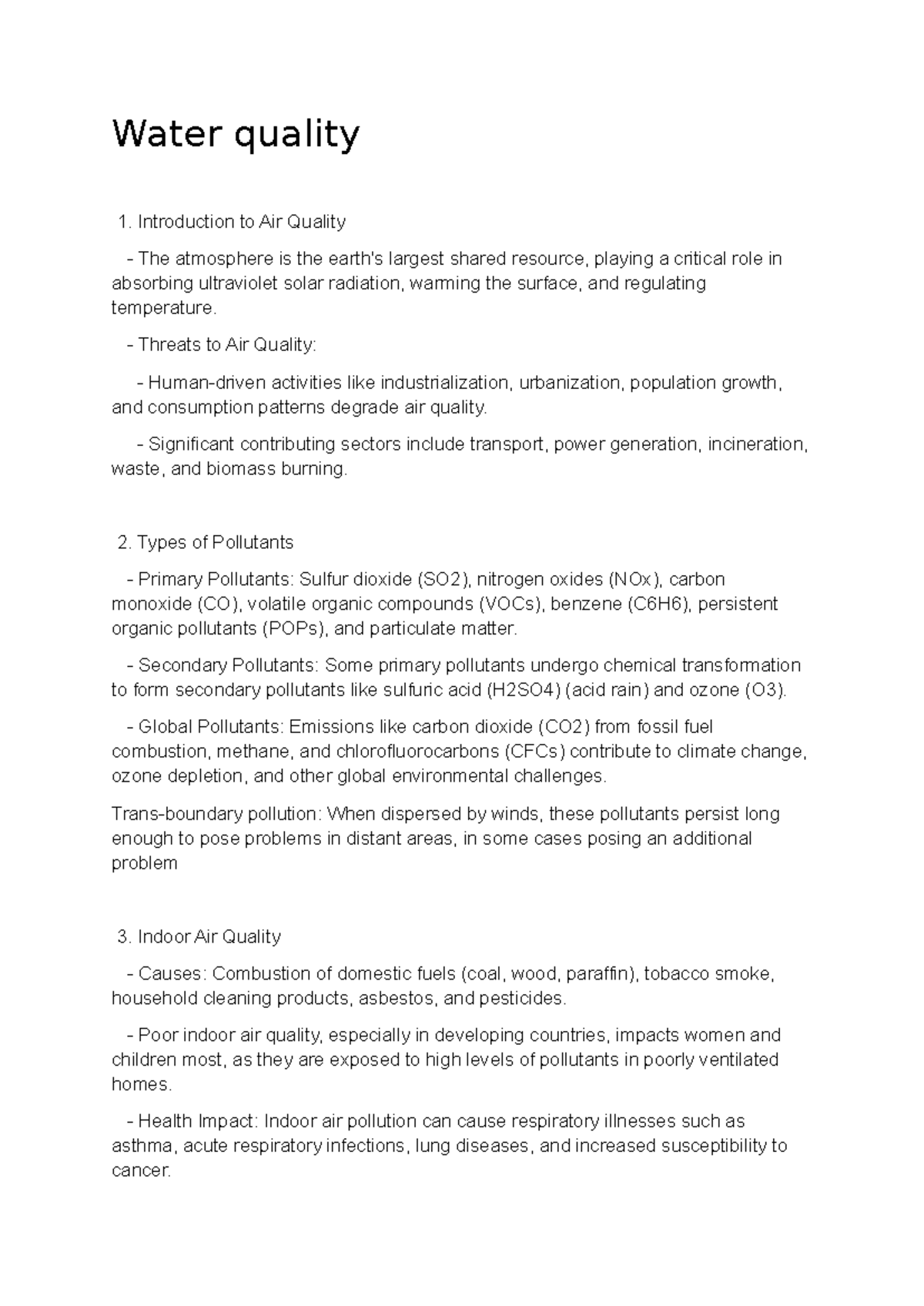 Water quality - Water quality Introduction to Air Quality The ...
