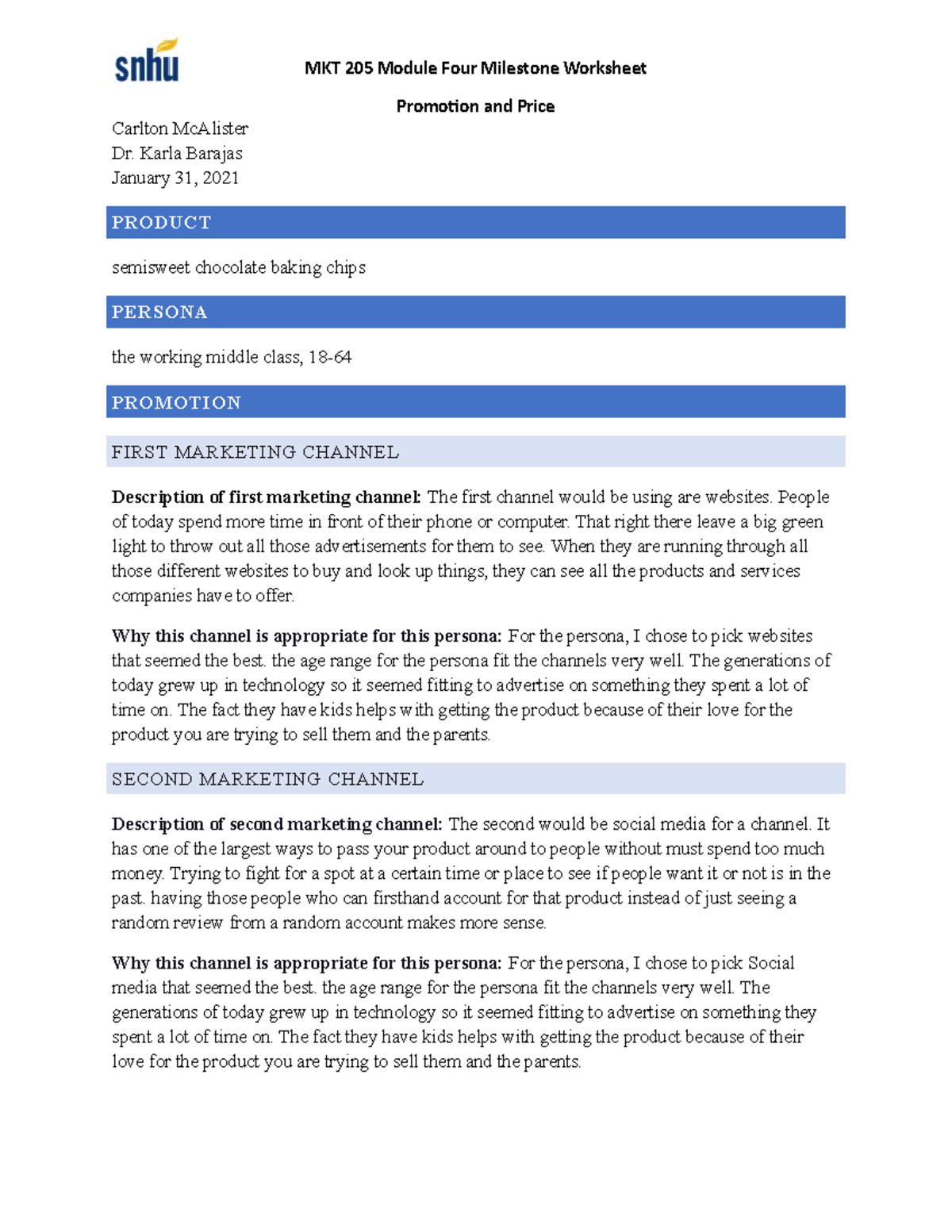 4-2 Milestone Promotion and Price - MKT 205 Module Four Milestone ...